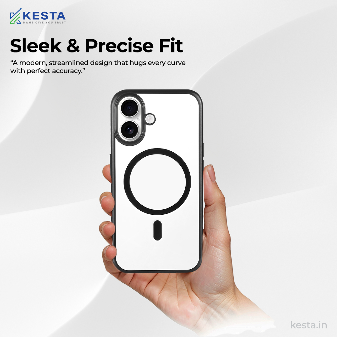 iPhone 16 Cover - Notify Popup Black Transparent Case (Camera Sink Protection & Wireless Charging Optimized)